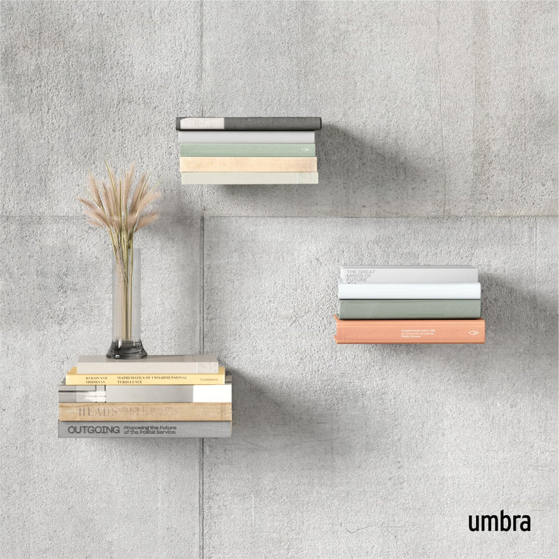 UMBRA - Conceal Shelves - Set of 3 | Minimal Floating Organizer Shelves for Home Home & Kitchen Small