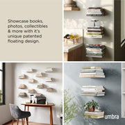 UMBRA - Conceal Shelves - Set of 3 | Minimal Floating Organizer Shelves for Home Home & Kitchen Small