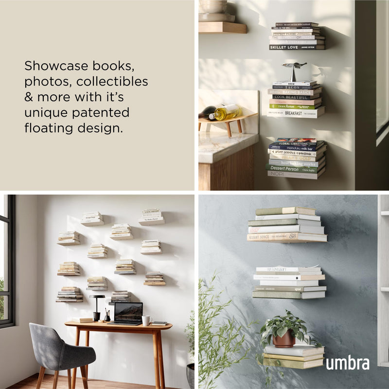 UMBRA - Conceal Shelves - Set of 3 | Minimal Floating Organizer Shelves for Home Home & Kitchen Small