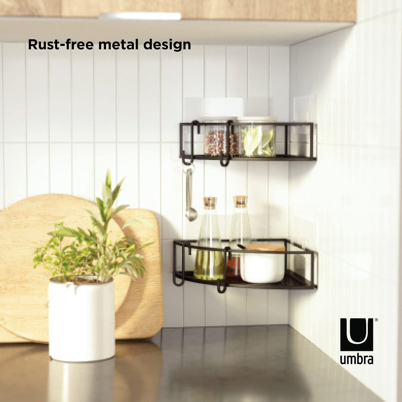 UMBRA - Cubiko Adhesive Corner Bins | Set of 2 Home & Kitchen Black