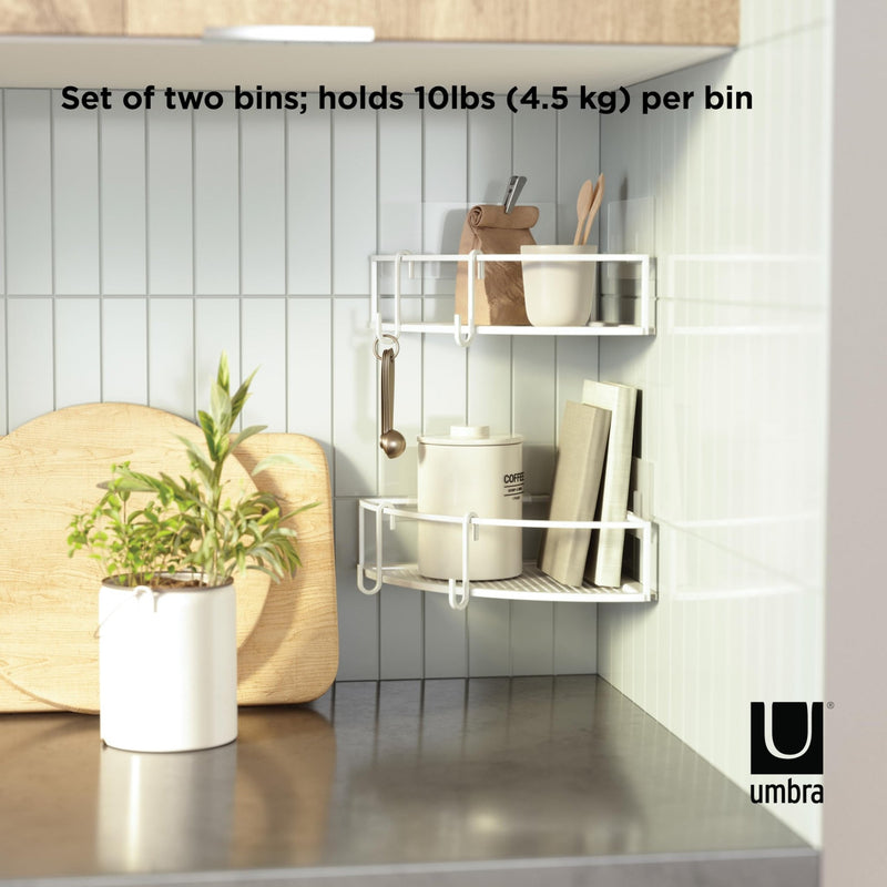 UMBRA - Cubiko Adhesive Corner Bins | Set of 2 Home & Kitchen White