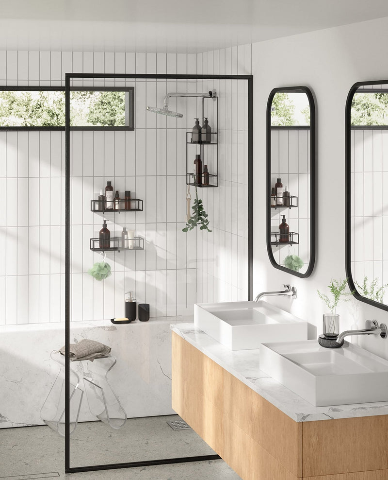 UMBRA - Cubiko Adhesive Shower Bins | Set of 2 Home & Kitchen Black