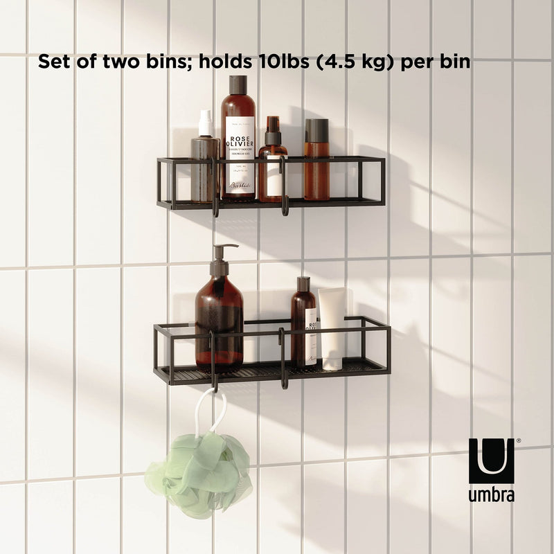 UMBRA - Cubiko Adhesive Shower Bins | Set of 2 Home & Kitchen Black