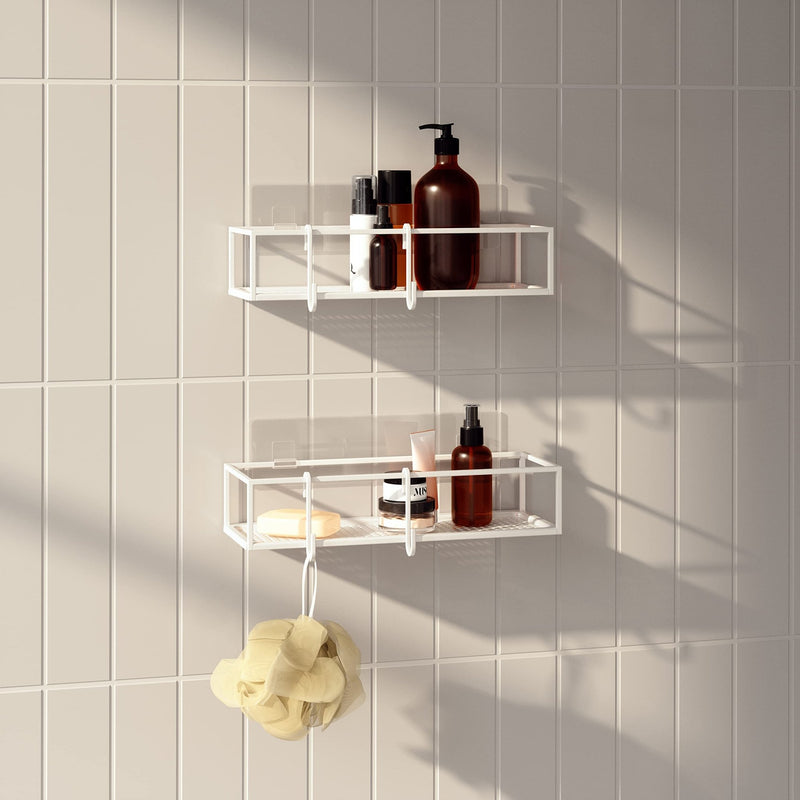 UMBRA - Cubiko Adhesive Shower Bins | Set of 2 Home & Kitchen White