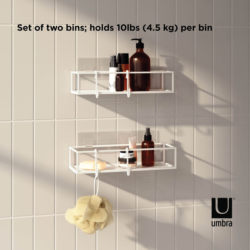 UMBRA - Cubiko Adhesive Shower Bins | Set of 2 Home & Kitchen White