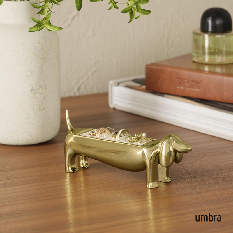 UMBRA - Dachsie Ring Holder | Decorative Dachshund Jewelry Stand for Rings Home & Kitchen Brass