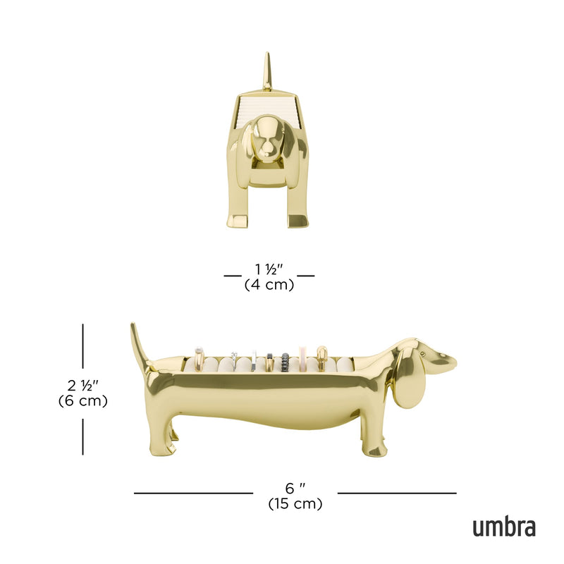 UMBRA - Dachsie Ring Holder | Decorative Dachshund Jewelry Stand for Rings Home & Kitchen Brass