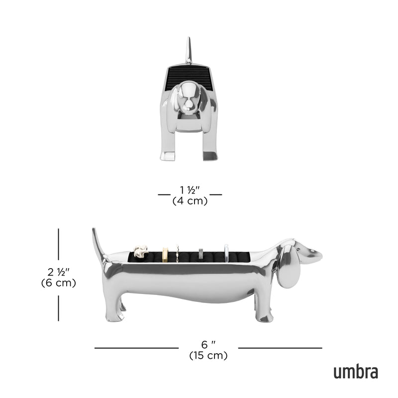 UMBRA - Dachsie Ring Holder | Decorative Dachshund Jewelry Stand for Rings Home & Kitchen Chrome