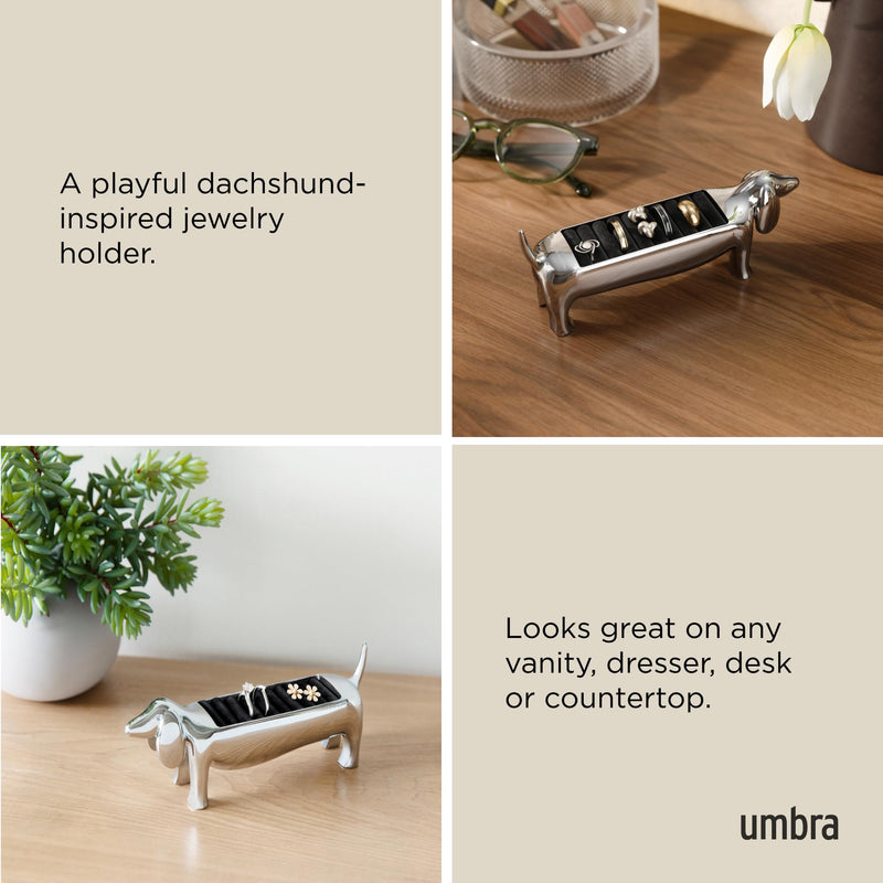 UMBRA - Dachsie Ring Holder | Decorative Dachshund Jewelry Stand for Rings Home & Kitchen Chrome