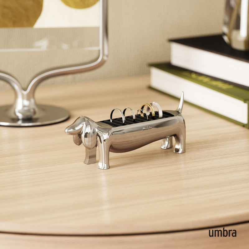 UMBRA - Dachsie Ring Holder | Decorative Dachshund Jewelry Stand for Rings Home & Kitchen Chrome