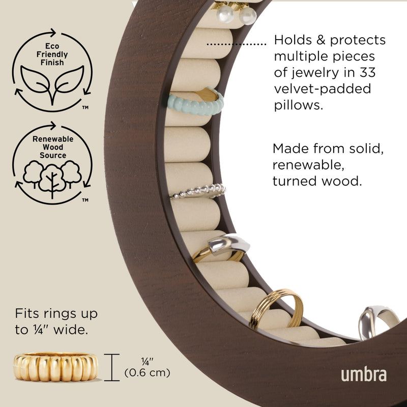 UMBRA - Ferris Jewelry Organizer | Rotating Multi - Tier Jewelry Storage Display for Accessories Home & Kitchen Walnut