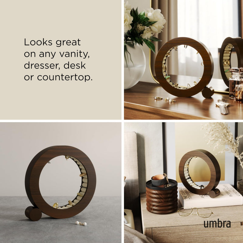 UMBRA - Ferris Jewelry Organizer | Rotating Multi - Tier Jewelry Storage Display for Accessories Home & Kitchen Walnut