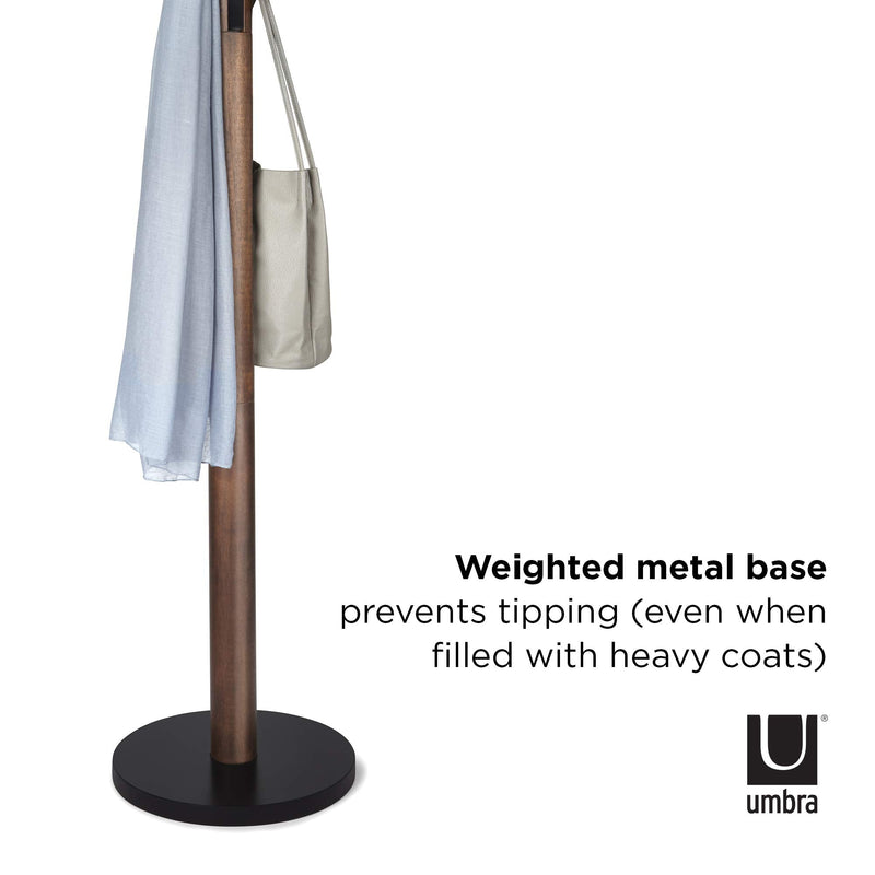 UMBRA - Flapper Coat Rack | Modern Entryway Coat Rack and Hat & Accessory Organizer Home & Kitchen Black - Walnut