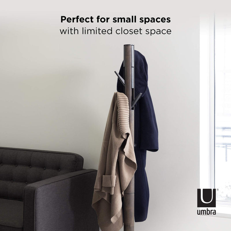 UMBRA - Flapper Coat Rack | Modern Entryway Coat Rack and Hat & Accessory Organizer Home & Kitchen Black - Walnut