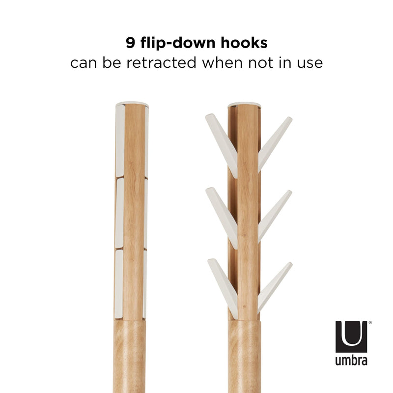 UMBRA - Flapper Coat Rack | Modern Entryway Coat Rack and Hat & Accessory Organizer Home & Kitchen White - Natural
