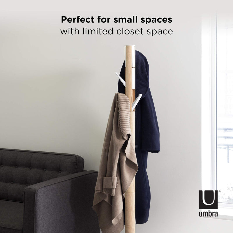 UMBRA - Flapper Coat Rack | Modern Entryway Coat Rack and Hat & Accessory Organizer Home & Kitchen White - Natural