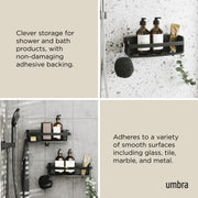 UMBRA - Flex Adhesive Bin | Adhesive Wall - Mounted Storage Organizer for Small Spaces Home & Kitchen Black