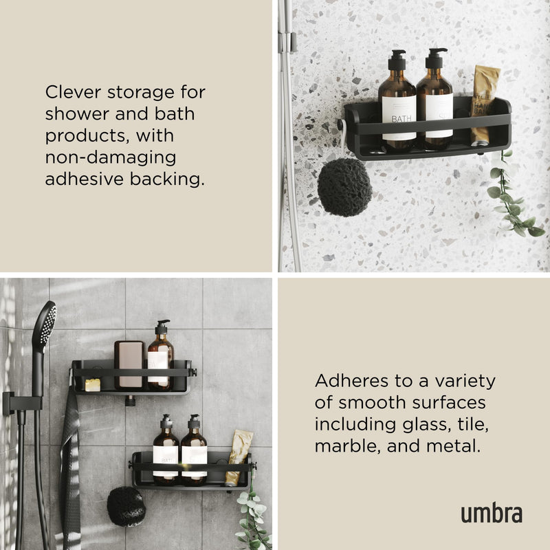 UMBRA - Flex Adhesive Bin | Adhesive Wall - Mounted Storage Organizer for Small Spaces Home & Kitchen Black