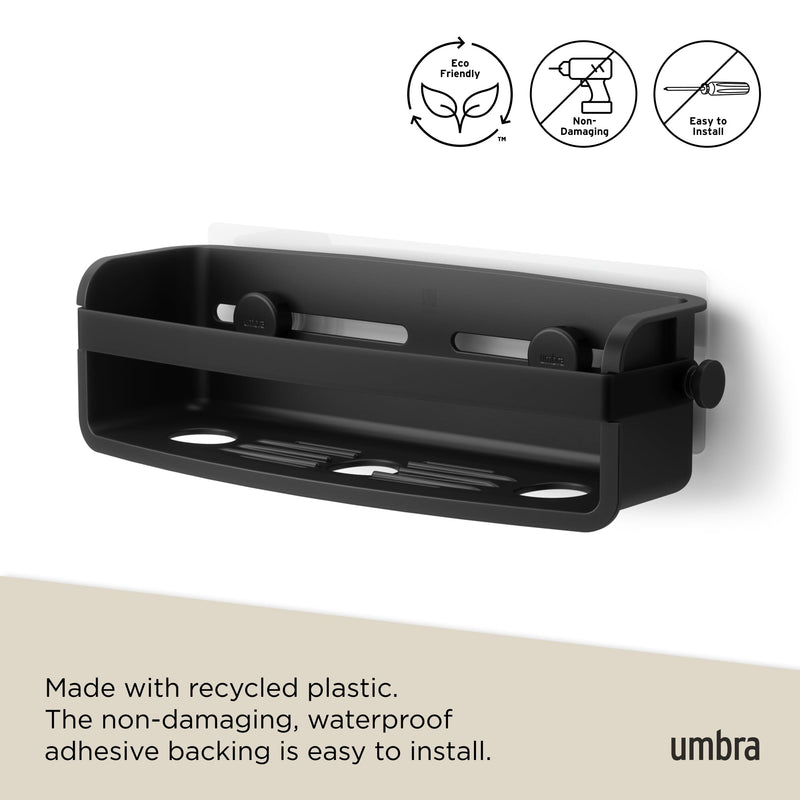 UMBRA - Flex Adhesive Bin | Adhesive Wall - Mounted Storage Organizer for Small Spaces Home & Kitchen Black