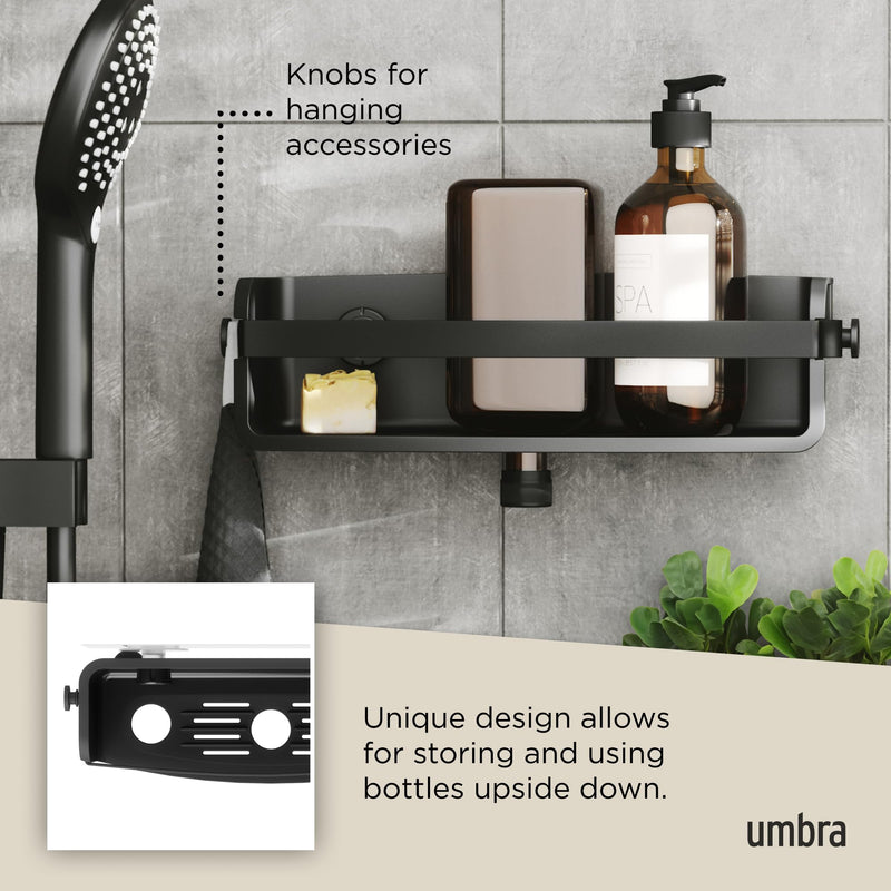UMBRA - Flex Adhesive Bin | Adhesive Wall - Mounted Storage Organizer for Small Spaces Home & Kitchen Black