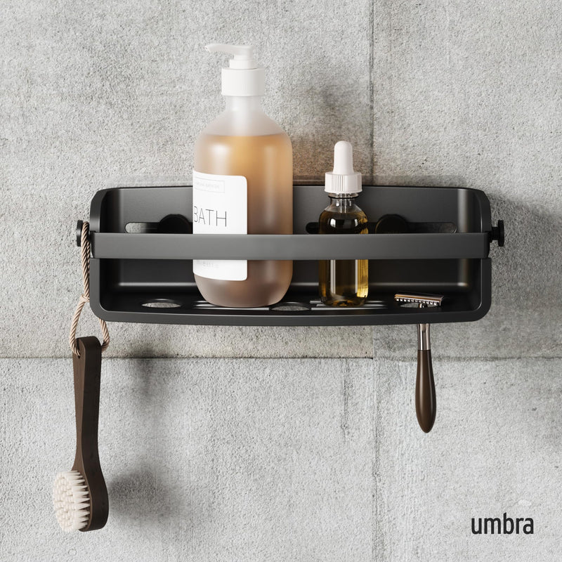 UMBRA - Flex Adhesive Bin | Adhesive Wall - Mounted Storage Organizer for Small Spaces Home & Kitchen Black
