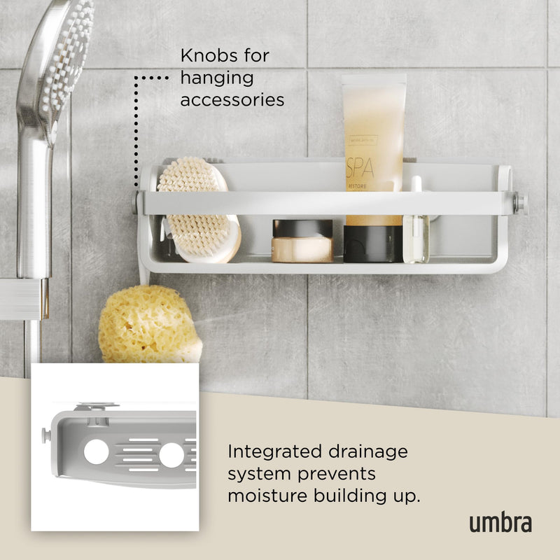 UMBRA - Flex Adhesive Bin | Adhesive Wall - Mounted Storage Organizer for Small Spaces Home & Kitchen Grey