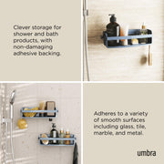 UMBRA - Flex Adhesive Bin | Adhesive Wall - Mounted Storage Organizer for Small Spaces Home & Kitchen Slate Blue