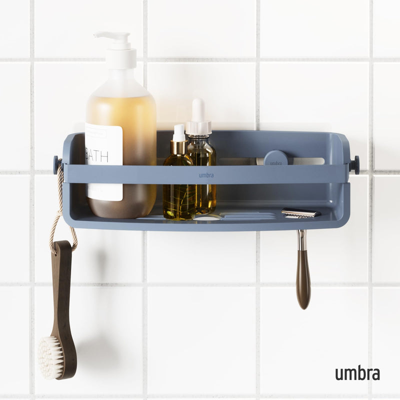UMBRA - Flex Adhesive Bin | Adhesive Wall - Mounted Storage Organizer for Small Spaces Home & Kitchen Slate Blue