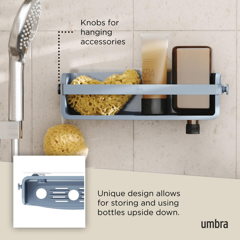 UMBRA - Flex Adhesive Bin | Adhesive Wall - Mounted Storage Organizer for Small Spaces Home & Kitchen Slate Blue