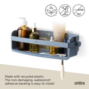 UMBRA - Flex Adhesive Bin | Adhesive Wall - Mounted Storage Organizer for Small Spaces Home & Kitchen Slate Blue