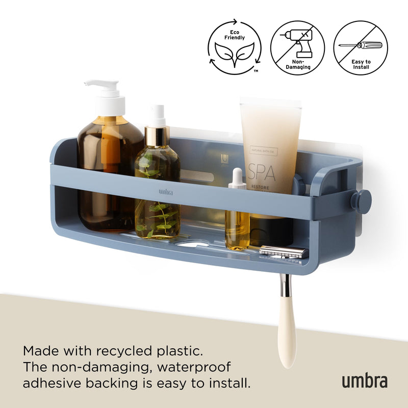 UMBRA - Flex Adhesive Bin | Adhesive Wall - Mounted Storage Organizer for Small Spaces Home & Kitchen Slate Blue