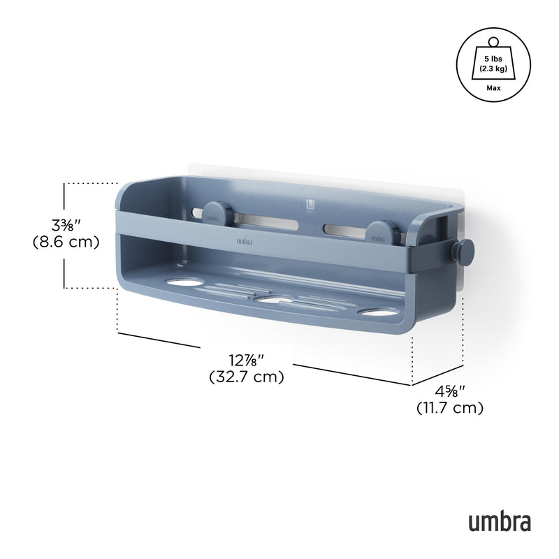 UMBRA - Flex Adhesive Bin | Adhesive Wall - Mounted Storage Organizer for Small Spaces Home & Kitchen Slate Blue