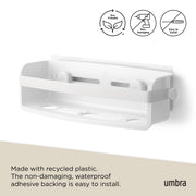 UMBRA - Flex Adhesive Bin | Adhesive Wall - Mounted Storage Organizer for Small Spaces Home & Kitchen White