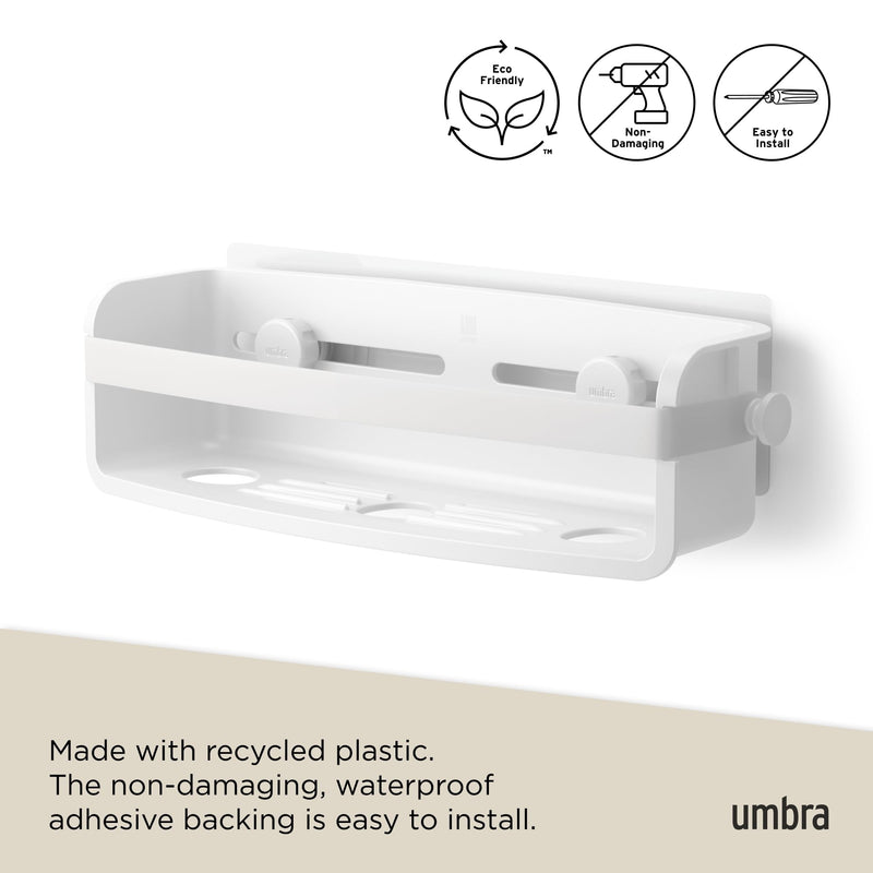 UMBRA - Flex Adhesive Bin | Adhesive Wall - Mounted Storage Organizer for Small Spaces Home & Kitchen White