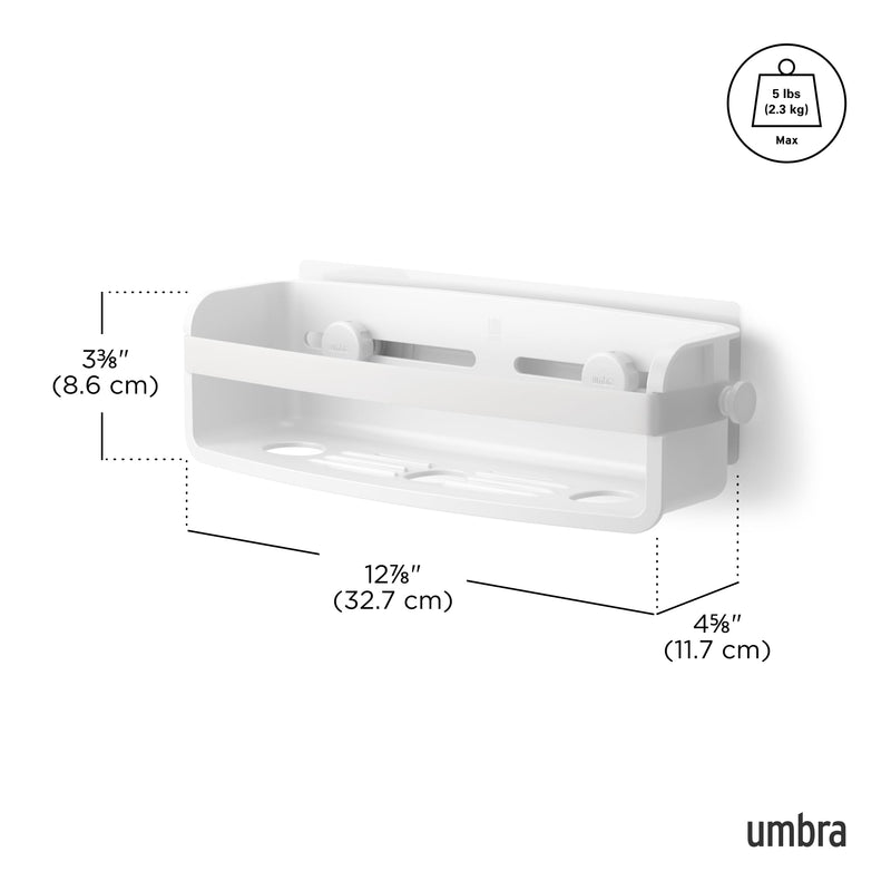 UMBRA - Flex Adhesive Bin | Adhesive Wall - Mounted Storage Organizer for Small Spaces Home & Kitchen White