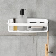 UMBRA - Flex Adhesive Bin | Adhesive Wall - Mounted Storage Organizer for Small Spaces Home & Kitchen White