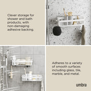 UMBRA - Flex Adhesive Bin | Adhesive Wall - Mounted Storage Organizer for Small Spaces Home & Kitchen White