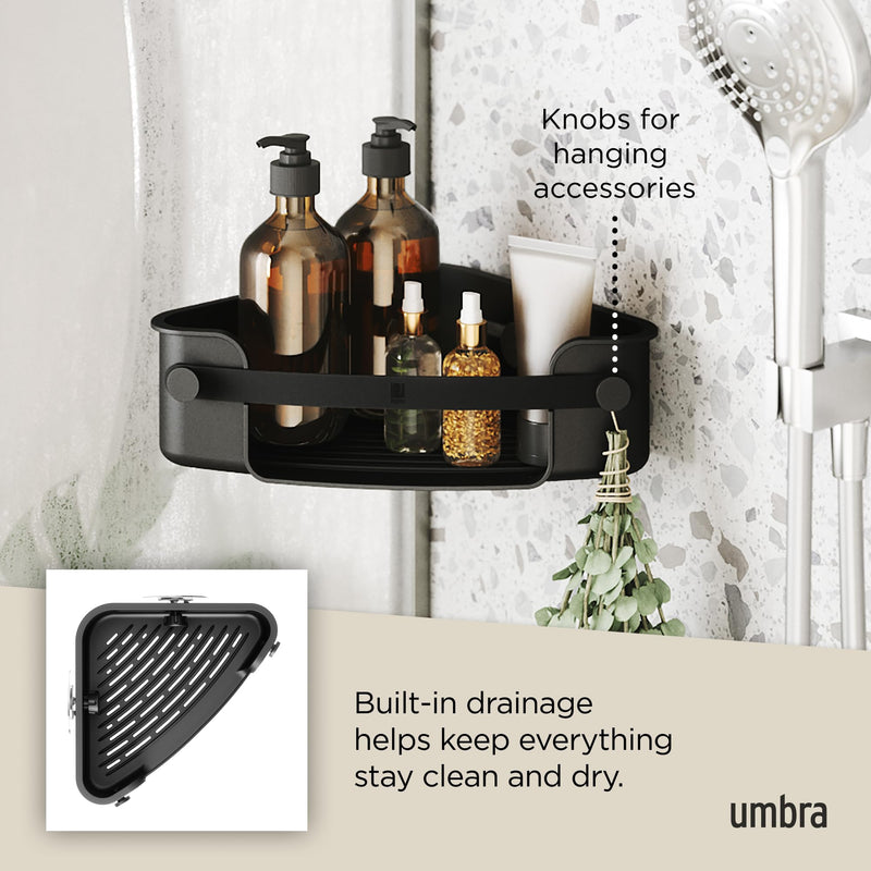 UMBRA - Flex Adhesive Corner Bin | Adhesive Corner Storage for Bathroom & Kitchen Home & Kitchen Black