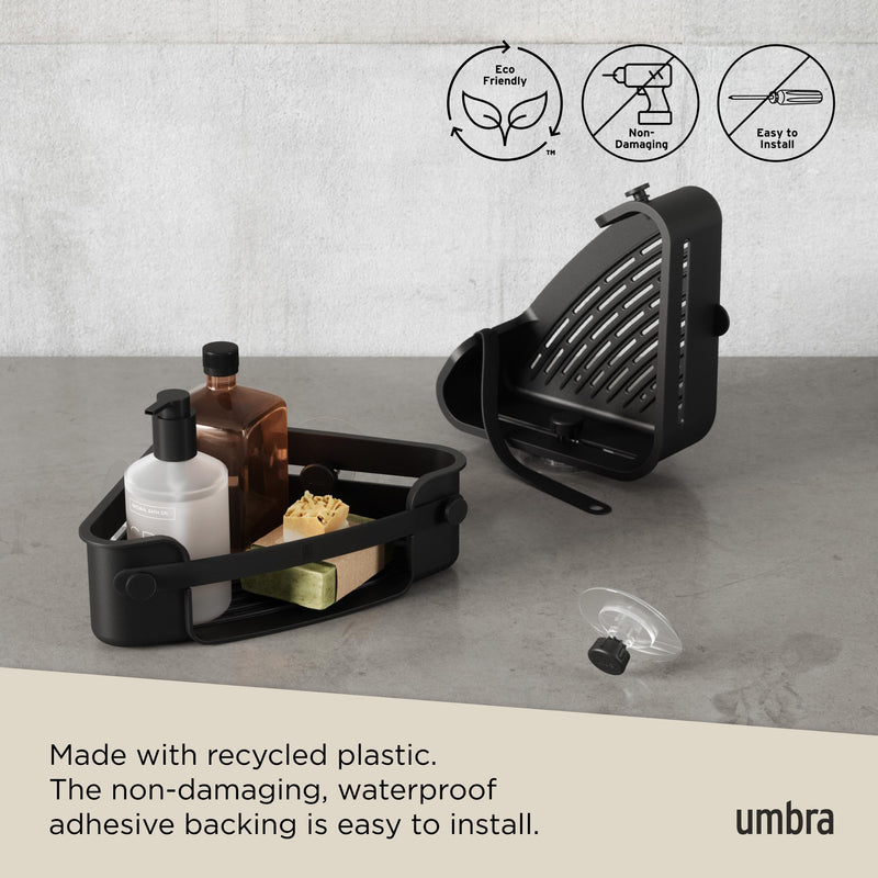 UMBRA - Flex Adhesive Corner Bin | Adhesive Corner Storage for Bathroom & Kitchen Home & Kitchen Black