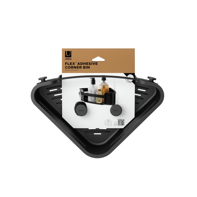UMBRA - Flex Adhesive Corner Bin | Adhesive Corner Storage for Bathroom & Kitchen Home & Kitchen Black