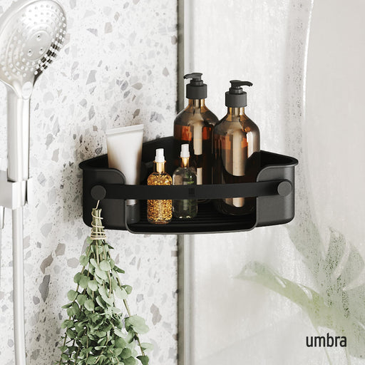 UMBRA - Flex Adhesive Corner Bin | Adhesive Corner Storage for Bathroom & Kitchen Home & Kitchen Black
