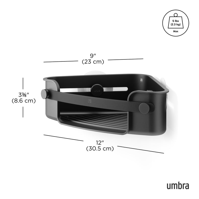 UMBRA - Flex Adhesive Corner Bin | Adhesive Corner Storage for Bathroom & Kitchen Home & Kitchen Black
