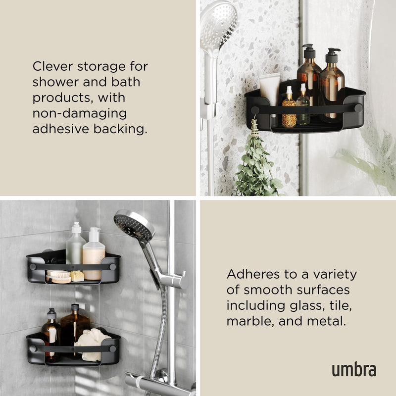 UMBRA - Flex Adhesive Corner Bin | Adhesive Corner Storage for Bathroom & Kitchen Home & Kitchen Black