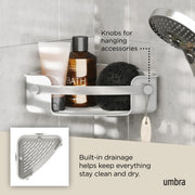 UMBRA - Flex Adhesive Corner Bin | Adhesive Corner Storage for Bathroom & Kitchen Home & Kitchen Grey