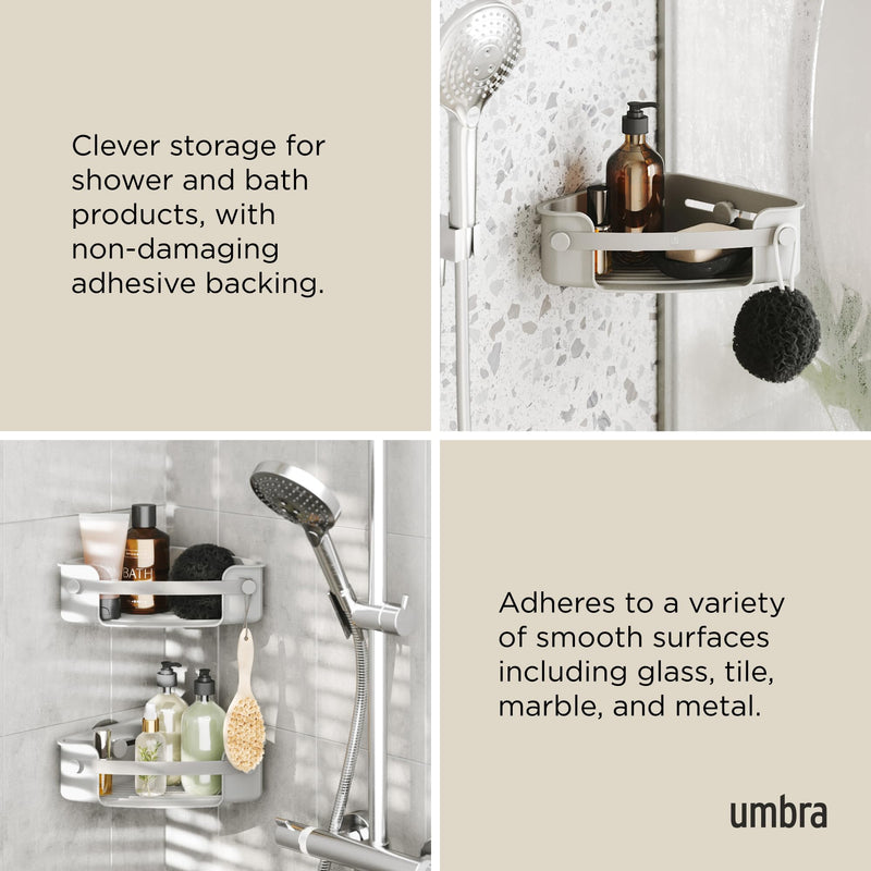 UMBRA - Flex Adhesive Corner Bin | Adhesive Corner Storage for Bathroom & Kitchen Home & Kitchen Grey