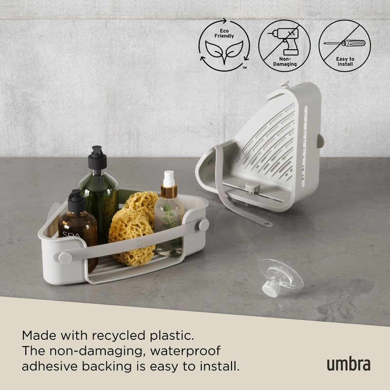 UMBRA - Flex Adhesive Corner Bin | Adhesive Corner Storage for Bathroom & Kitchen Home & Kitchen Grey