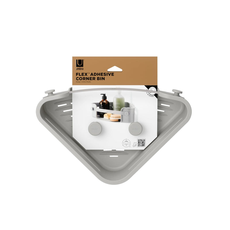 UMBRA - Flex Adhesive Corner Bin | Adhesive Corner Storage for Bathroom & Kitchen Home & Kitchen Grey
