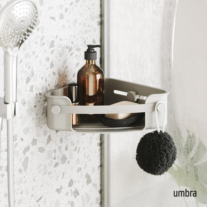 UMBRA - Flex Adhesive Corner Bin | Adhesive Corner Storage for Bathroom & Kitchen Home & Kitchen Grey
