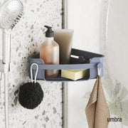 UMBRA - Flex Adhesive Corner Bin | Adhesive Corner Storage for Bathroom & Kitchen Home & Kitchen Slate Blue