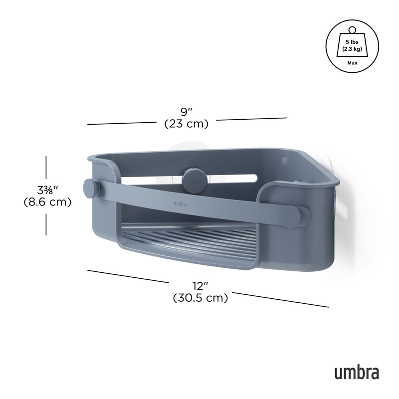UMBRA - Flex Adhesive Corner Bin | Adhesive Corner Storage for Bathroom & Kitchen Home & Kitchen Slate Blue
